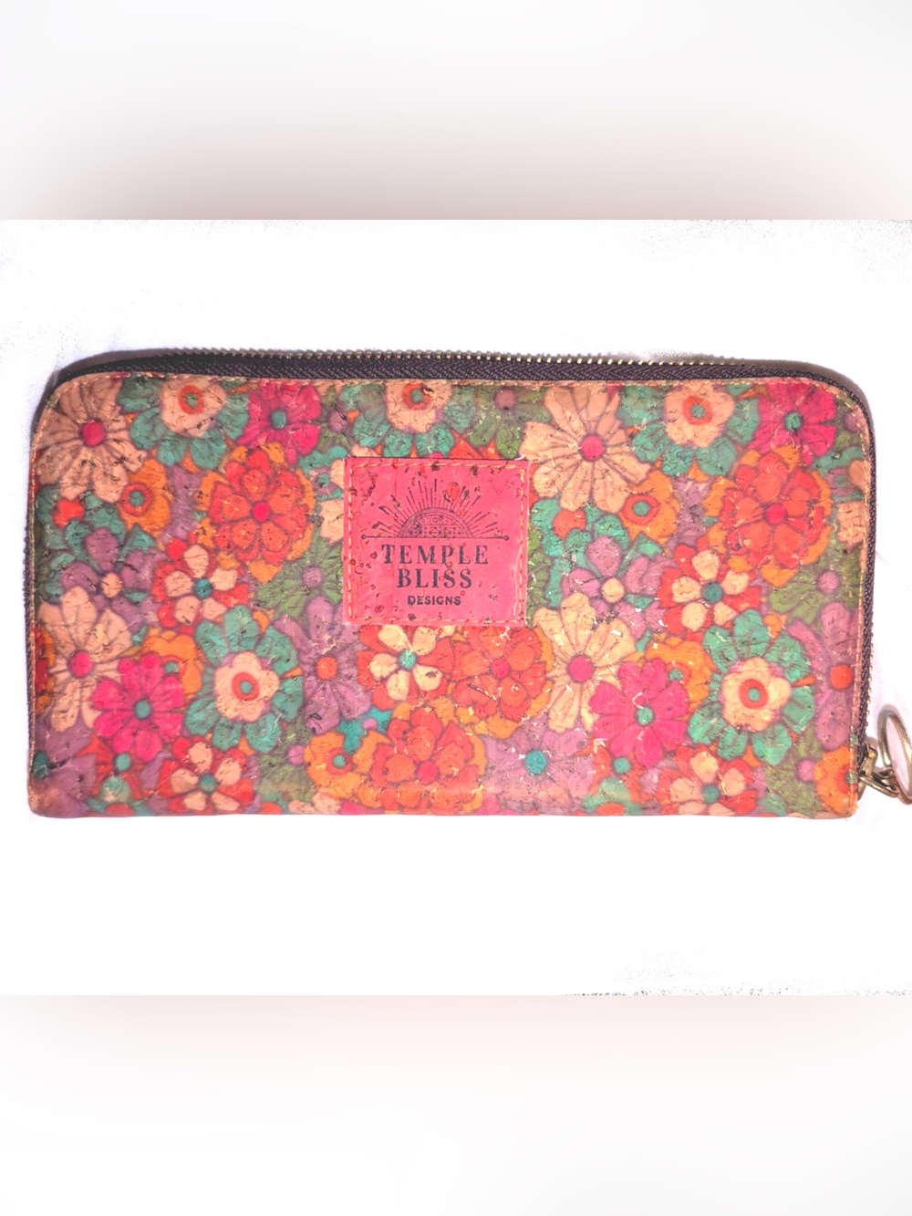 Temple Bliss Waterproof Floral Waxed Cork Wallet